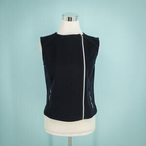 Les Chemins Blancs 38 Size 8 US Asymetrical Zip Sleeveless Wool Cashmere Vest